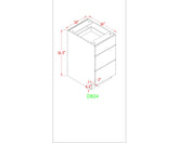 Base 24" - Dusty Grey 24 Inch 3 Drawer Base Cabinet